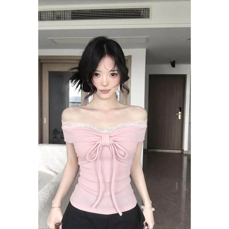 Elegant Lace Bow Top