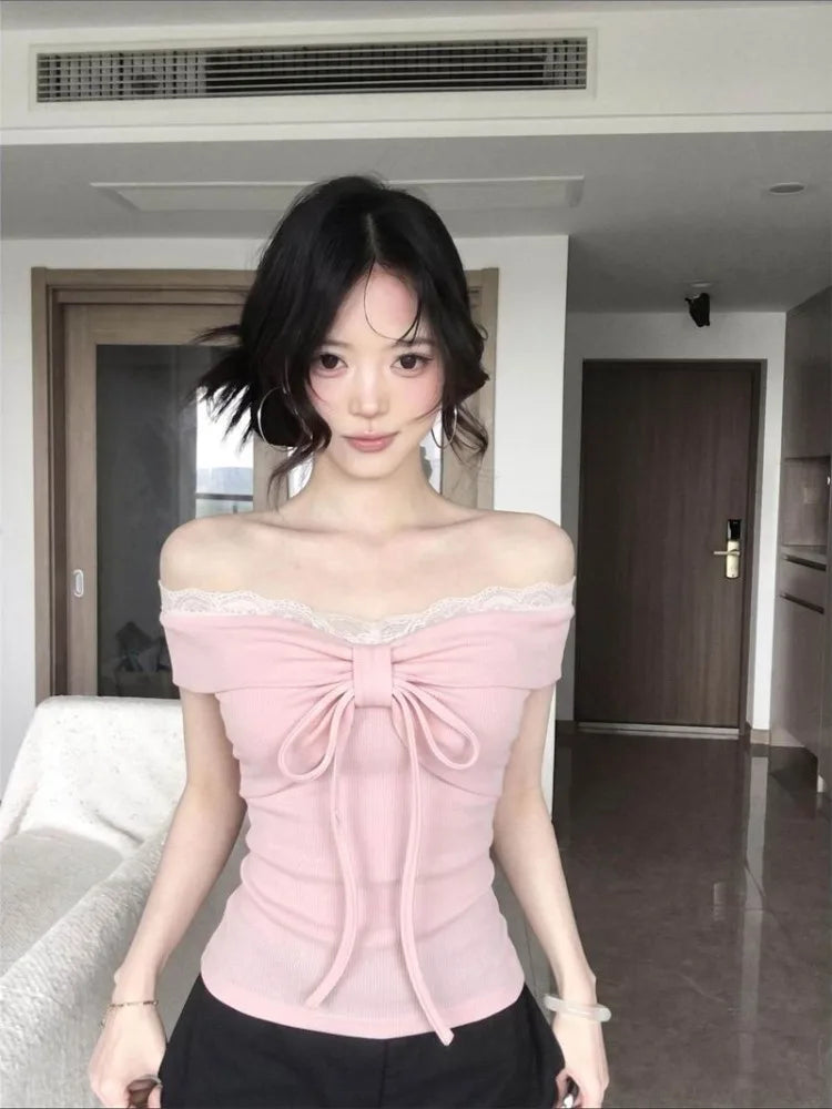 Elegant Lace Bow Top
