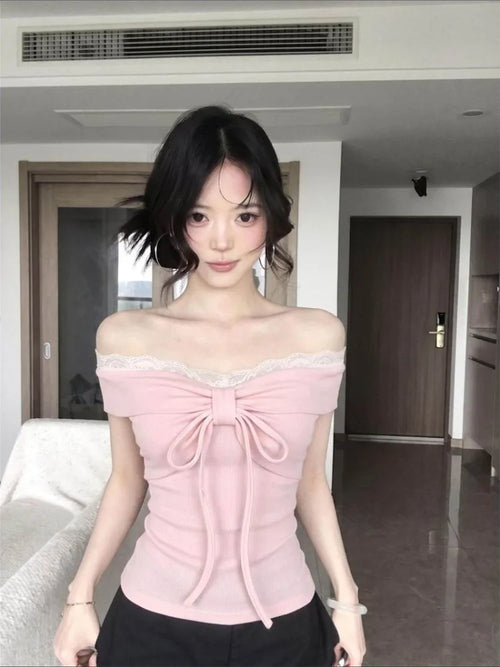 Elegant Lace Bow Top