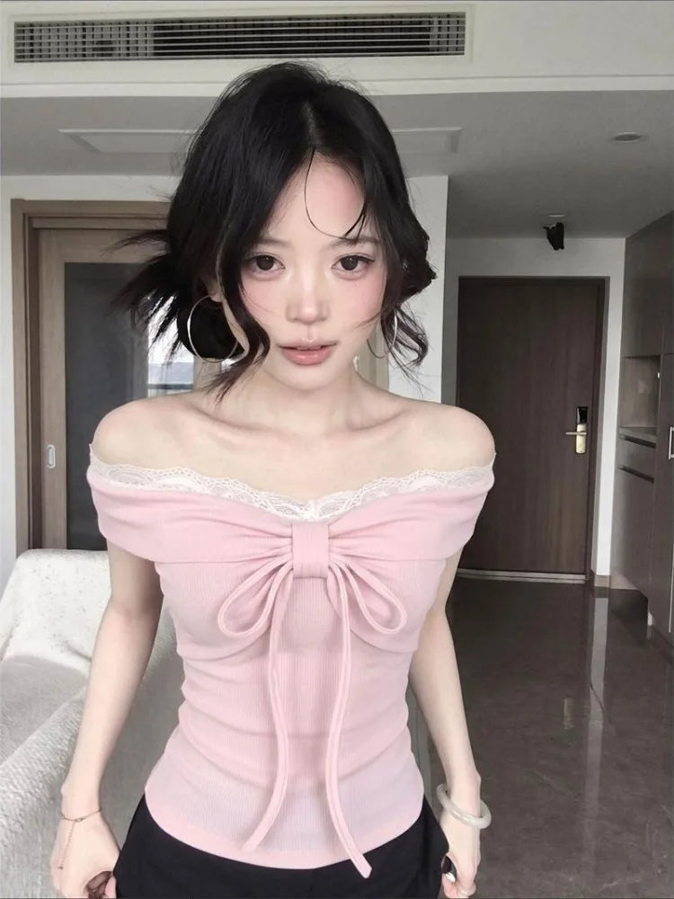 Elegant Lace Bow Top