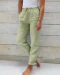 Women's Solid Cotton Linen Trousers